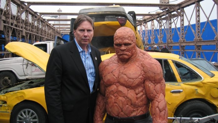 Peter Weedfald Michael Chiklis The Thing on the set of The Fantastic 4