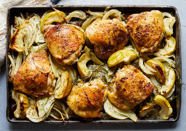 Sheet Pan Chicken with Apple Fennel