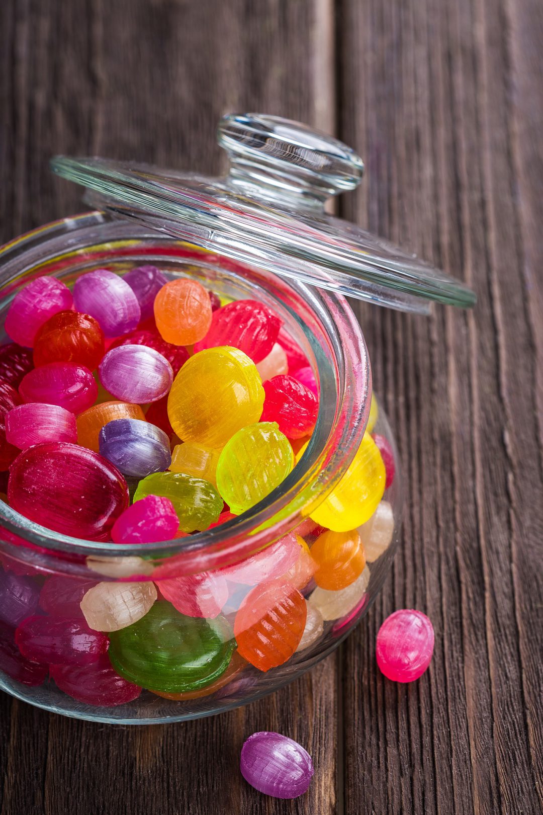 Hard candies in a jar.