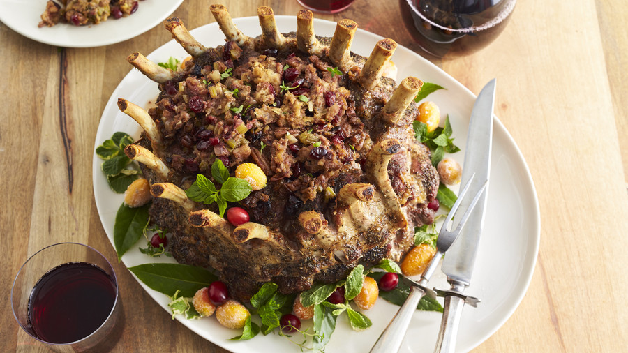 CROWN PORK ROAST WITH CRANBERRY-PECAN STUFFING