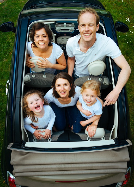 Family of five in a car