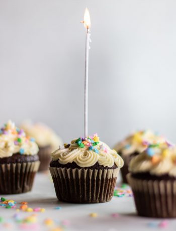 Gluten free cupcakes with sprinkles.