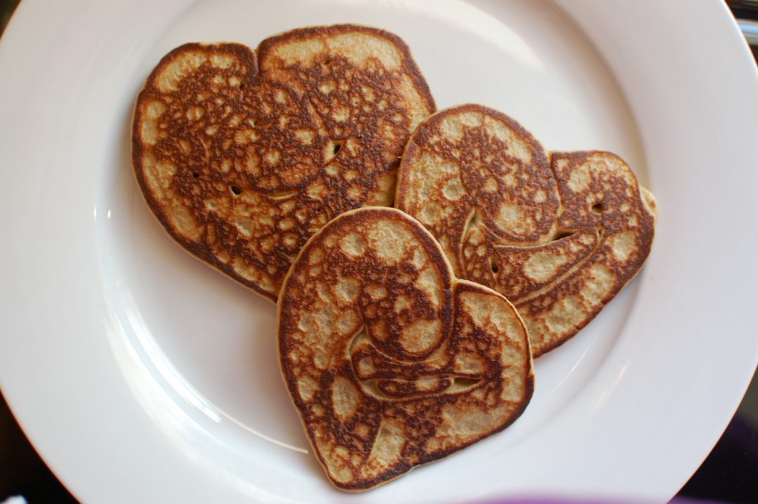 Heart shaped pancakes.