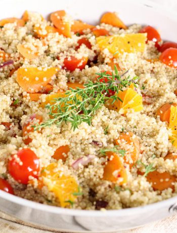 Quinoa bowl in a pan.