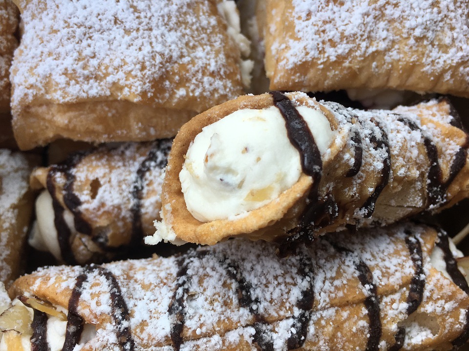 Canolis stacked upon one another.