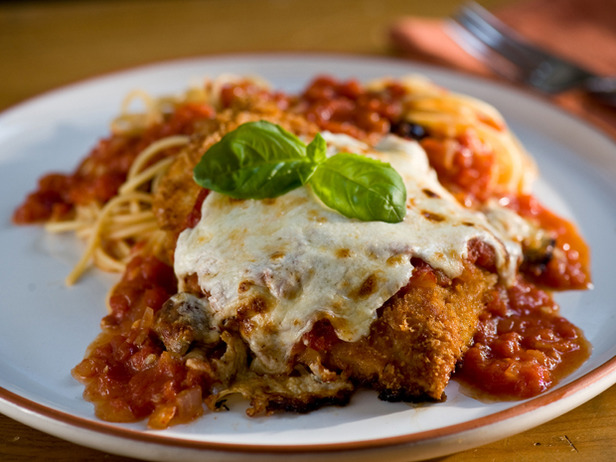 Chicken parm and pasta dish.