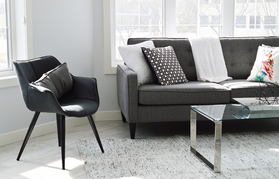 Grey furniture in modern apartment design