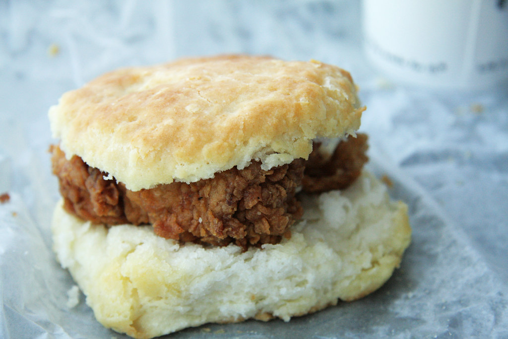Chicken Biscuit on a table.