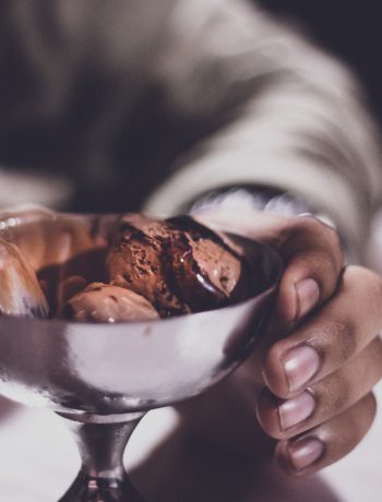 Chocolate Fudge Ice Cream being eaten.