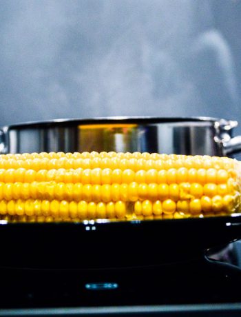 Corn being cooked on a Sharp Induction Cooktop.