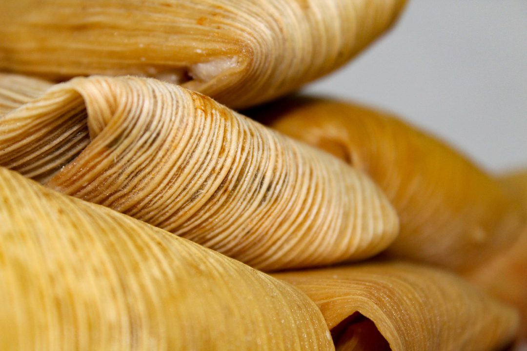 Tamales stacked upon one another.