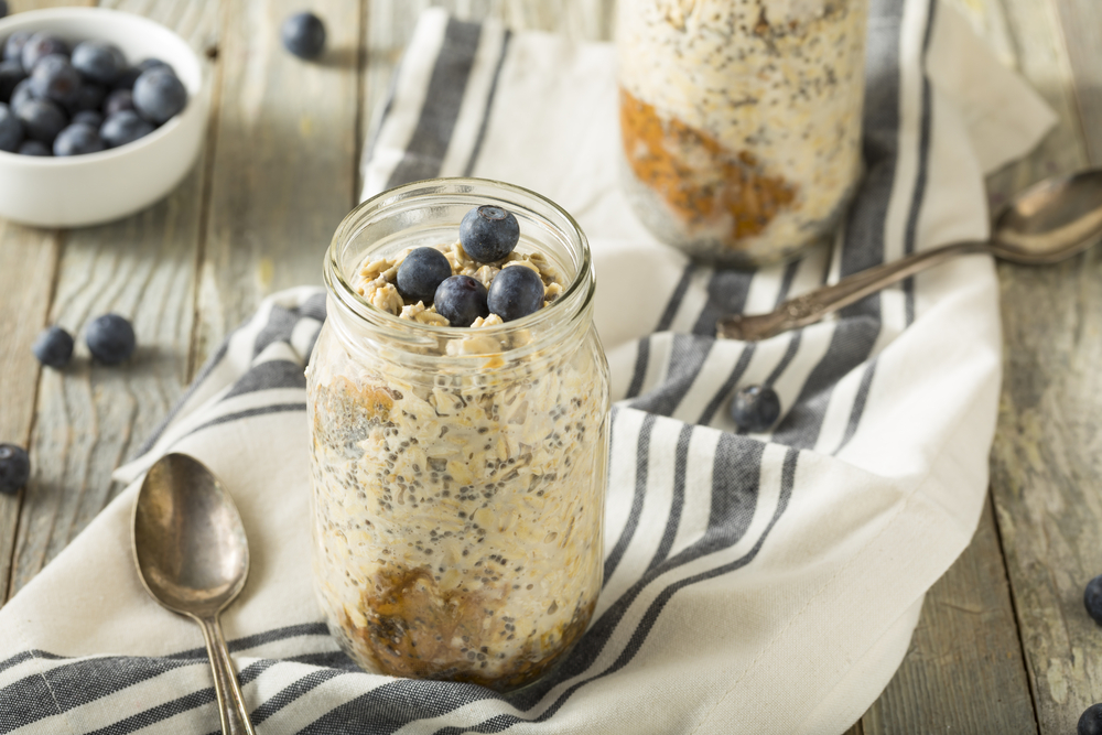 Outstanding overnight oats oats on a table.