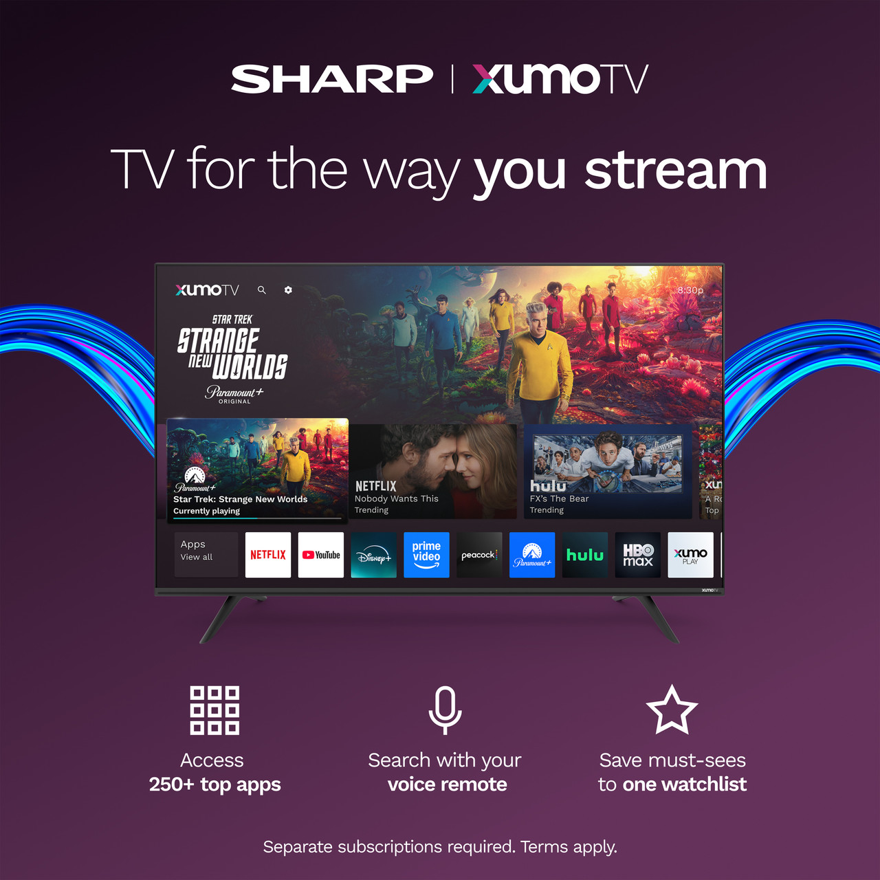 Sharp AQUOS QLED 55” Class (49.5” Diag.) 4K Ultra HD Smart TV (4T-C55HP7050U) Features Infographic