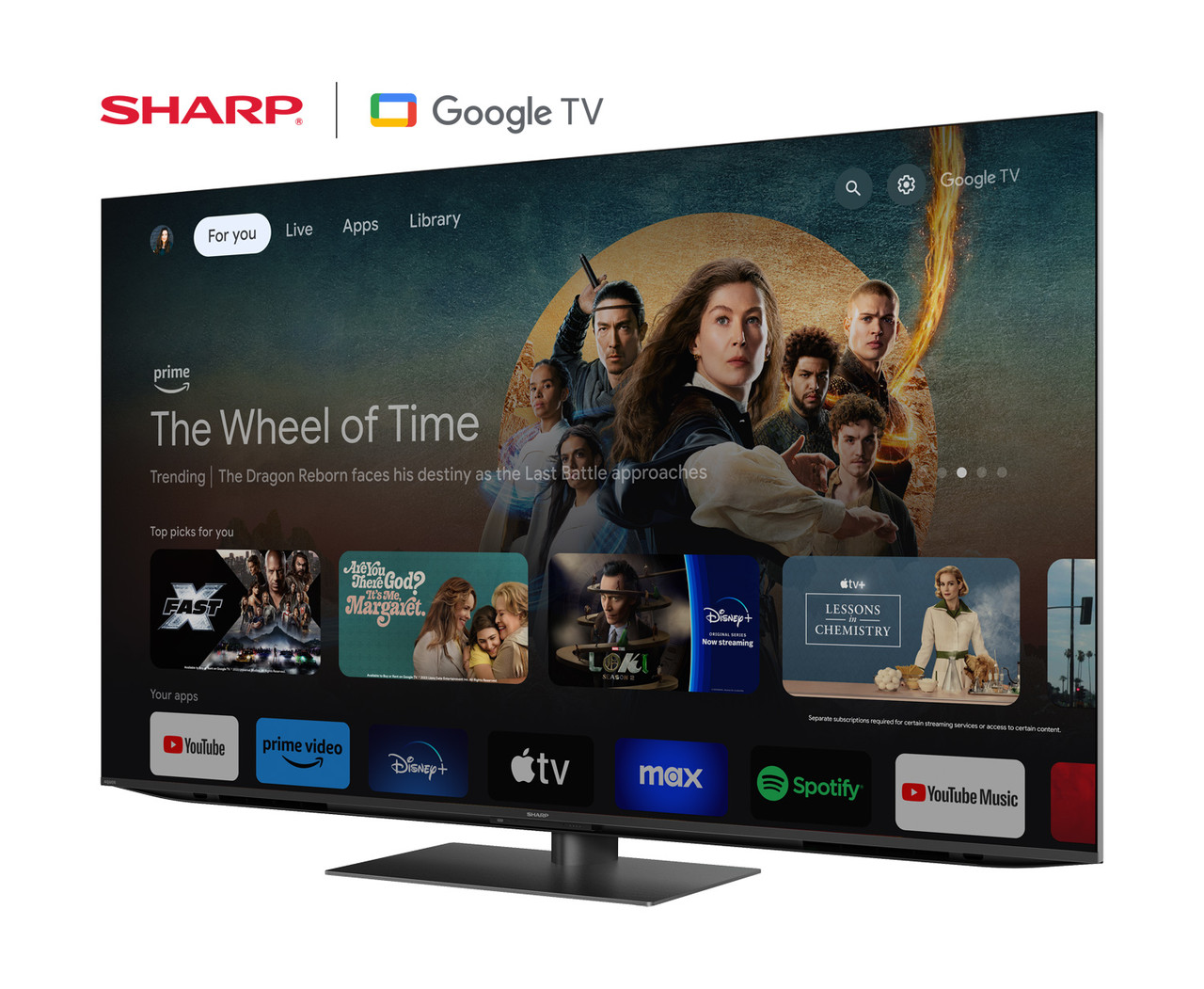 Sharp 65" Class AQUOS XLED 4K Ultra HD Mini LED Google TV (4T-C65FV1U) left angle