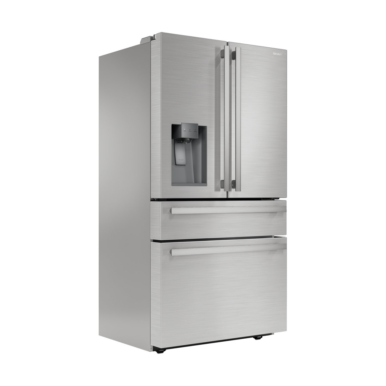 Sharp French 4-Door Counter-Depth Refrigerator with Water Dispenser (SJG2254FS) - right angle view