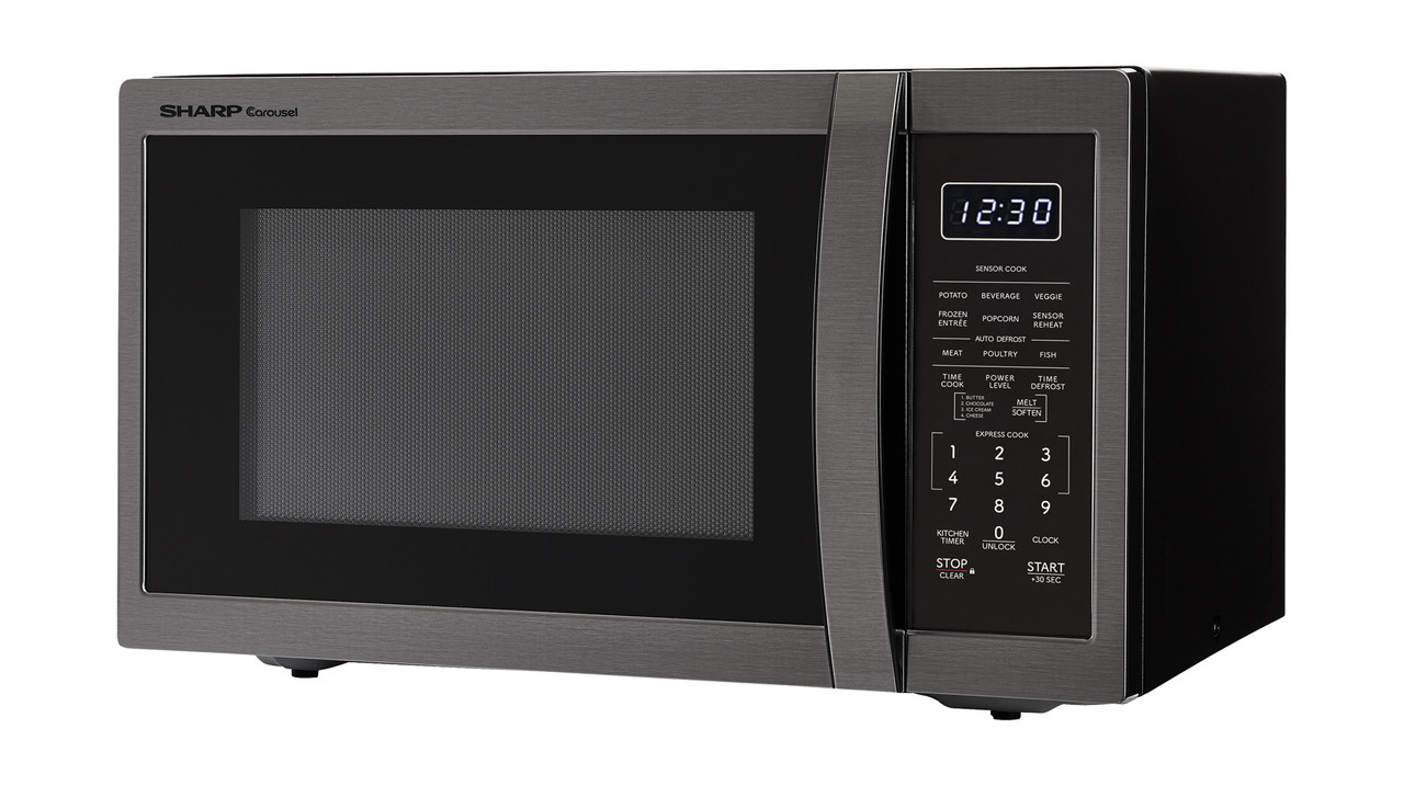 1.4 cu. ft. Black Stainless Steel Carousel Countertop Microwave (SMC1452KH) left angle