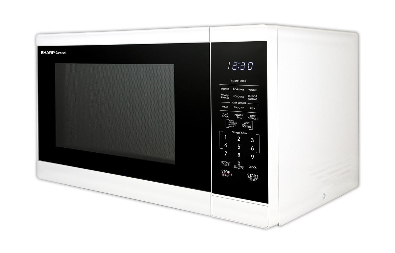 1.4 cu. ft. White Carousel Countertop Microwave Oven (SMC1461KW) left angle