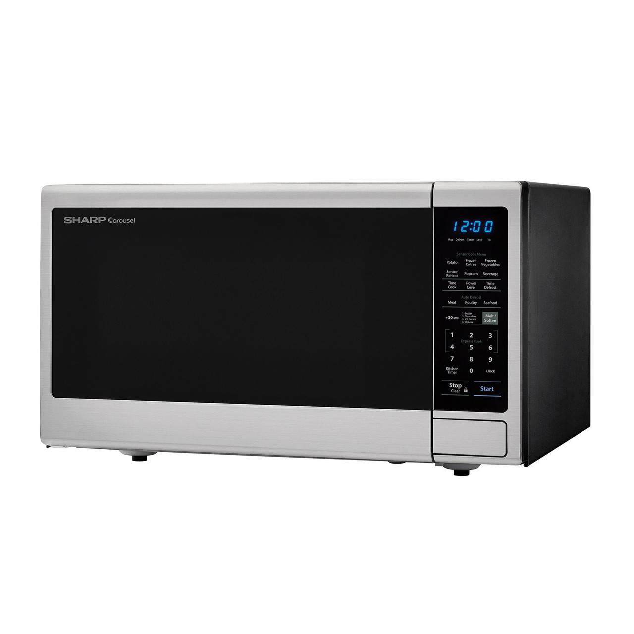 1.8 cu. ft. Sharp Stainless Steel Microwave with Black Mirror Door (SMC1843CM) – left angle view