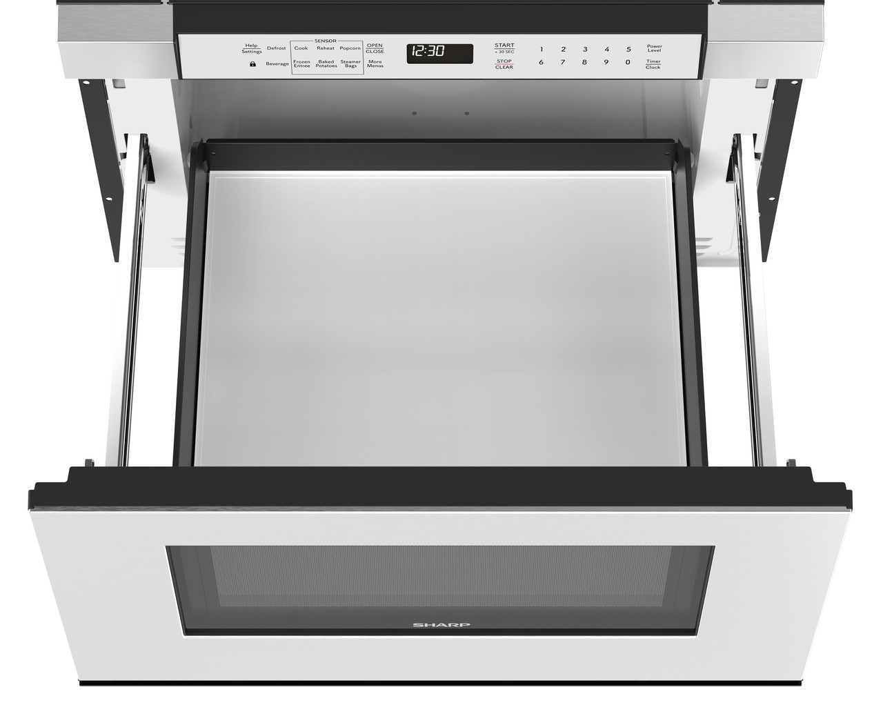 24 in. Built-In Stainless Steel Microwave Drawer Oven (SMD2430MS) Drawer opened angled