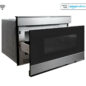 24 in. Sharp Stainless Steel Smart Microwave Drawer Oven (SMD2489ES) Works with Alexa, and the Sharp Kitchen App -  right angle open view