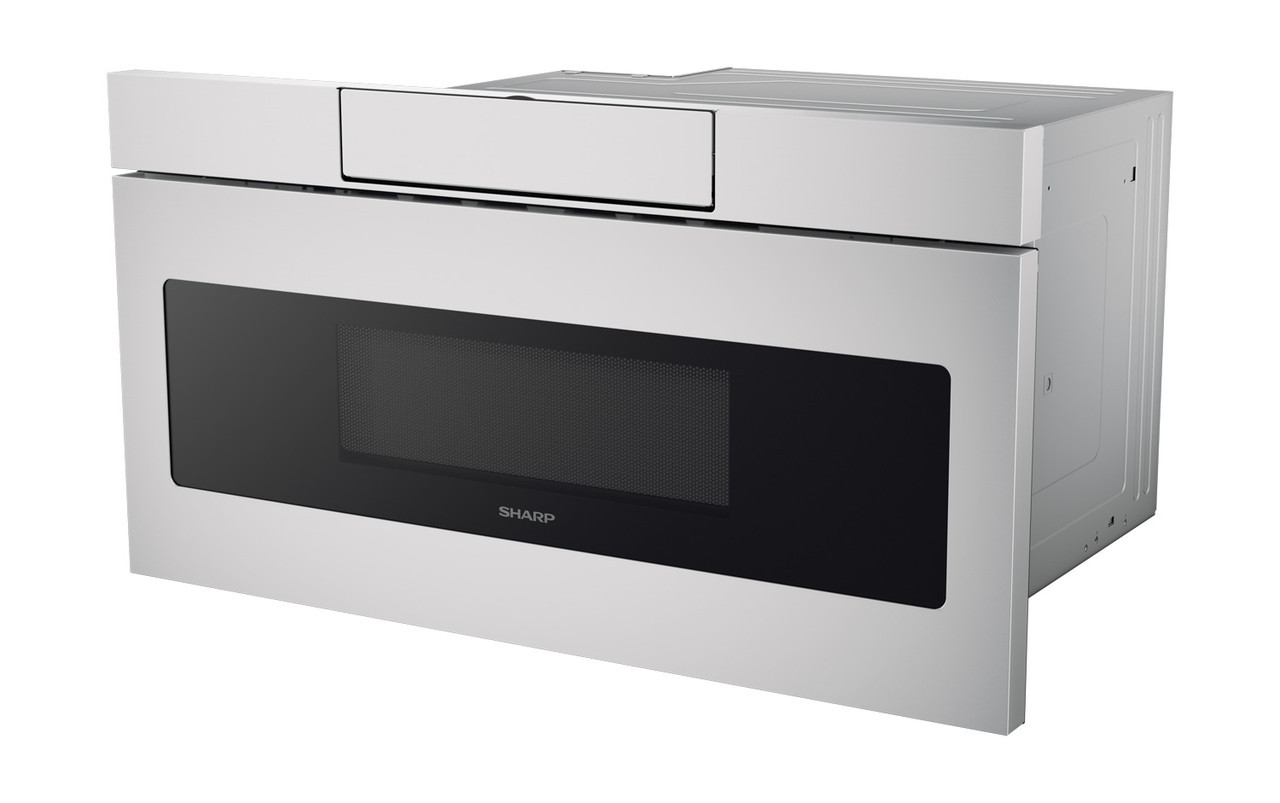 30 in. 1.2 cu. ft. 950W Sharp Stainless Steel Microwave Drawer Oven (SMD3070ASY) right angle