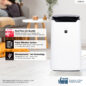 Sharp Smart True HEPA Large Room Air Purifier with Plasmacluster® Ion Technology (FXJ80UW) features infographic