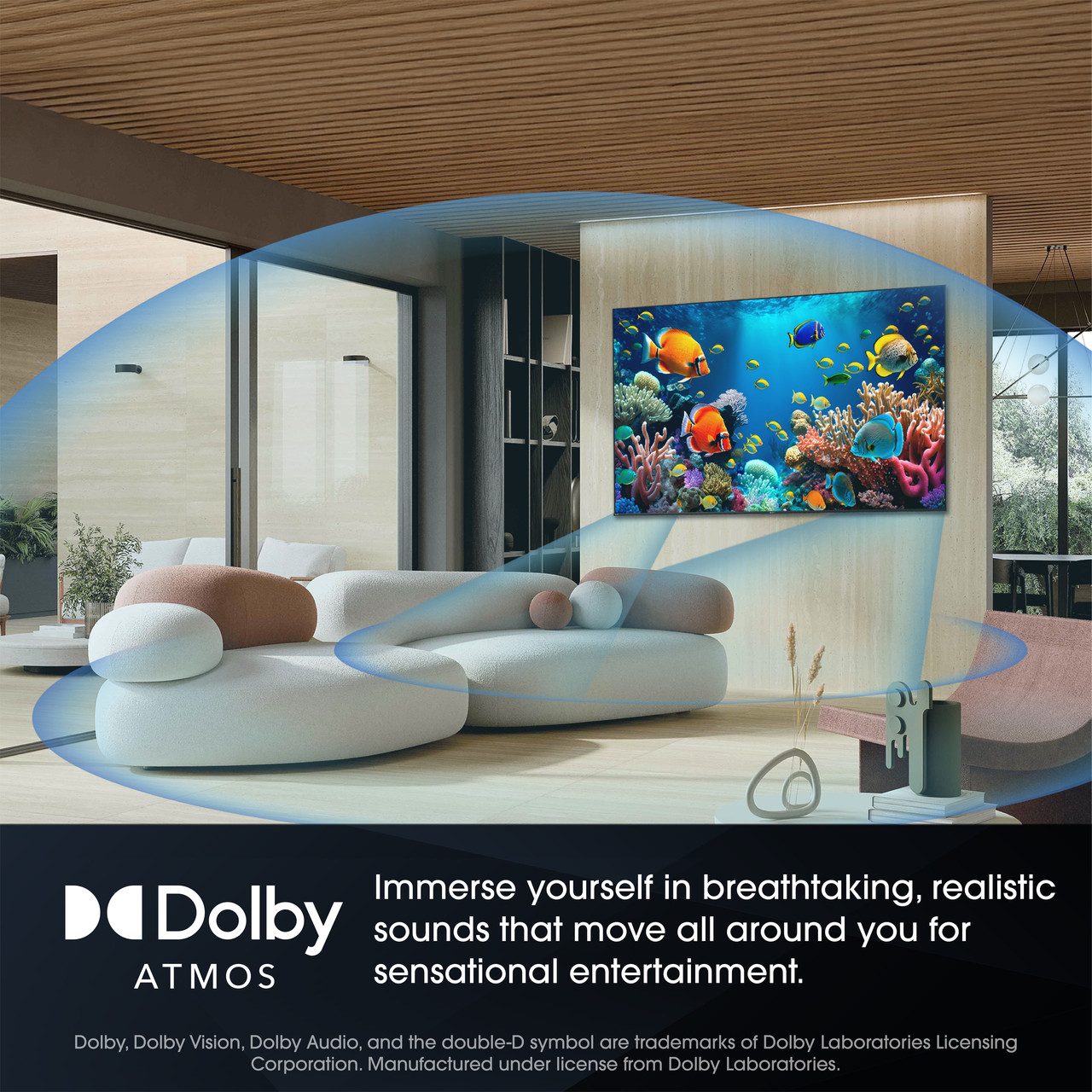 AQUOS QLED 4K Ultra HD Smart Xumo TV 4T-C85HP7050U Dolby Atmos Infographic