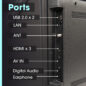 Sharp AQUOS QLED 55” Class (49.5” Diag.) 4K Ultra HD Smart TV (4T-C55HP7050U) Ports Infographic