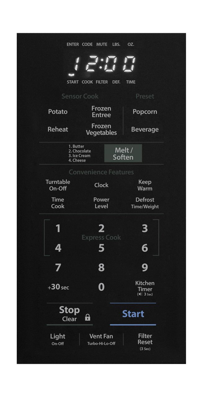 1.8 cu. ft. Stainless Steel 1100W Over-the-Range Microwave Oven- control panel