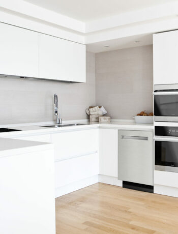 white kitchen with smart dishwasher