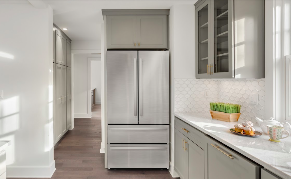 Sharp refrigerator in a kitchen