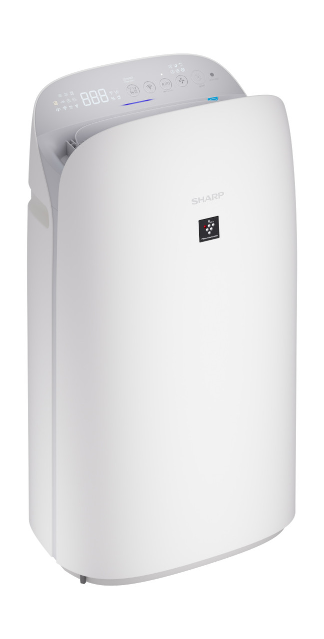Sharp Plasmacluster Ion Air Purifier with True HEPA + Humidifier (KCP110UW) right angle view