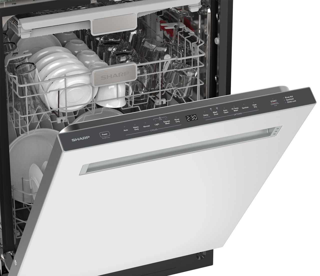 Sharp 24 in. Stainless Steel Dishwasher (SDW6735DNS) Control Panel