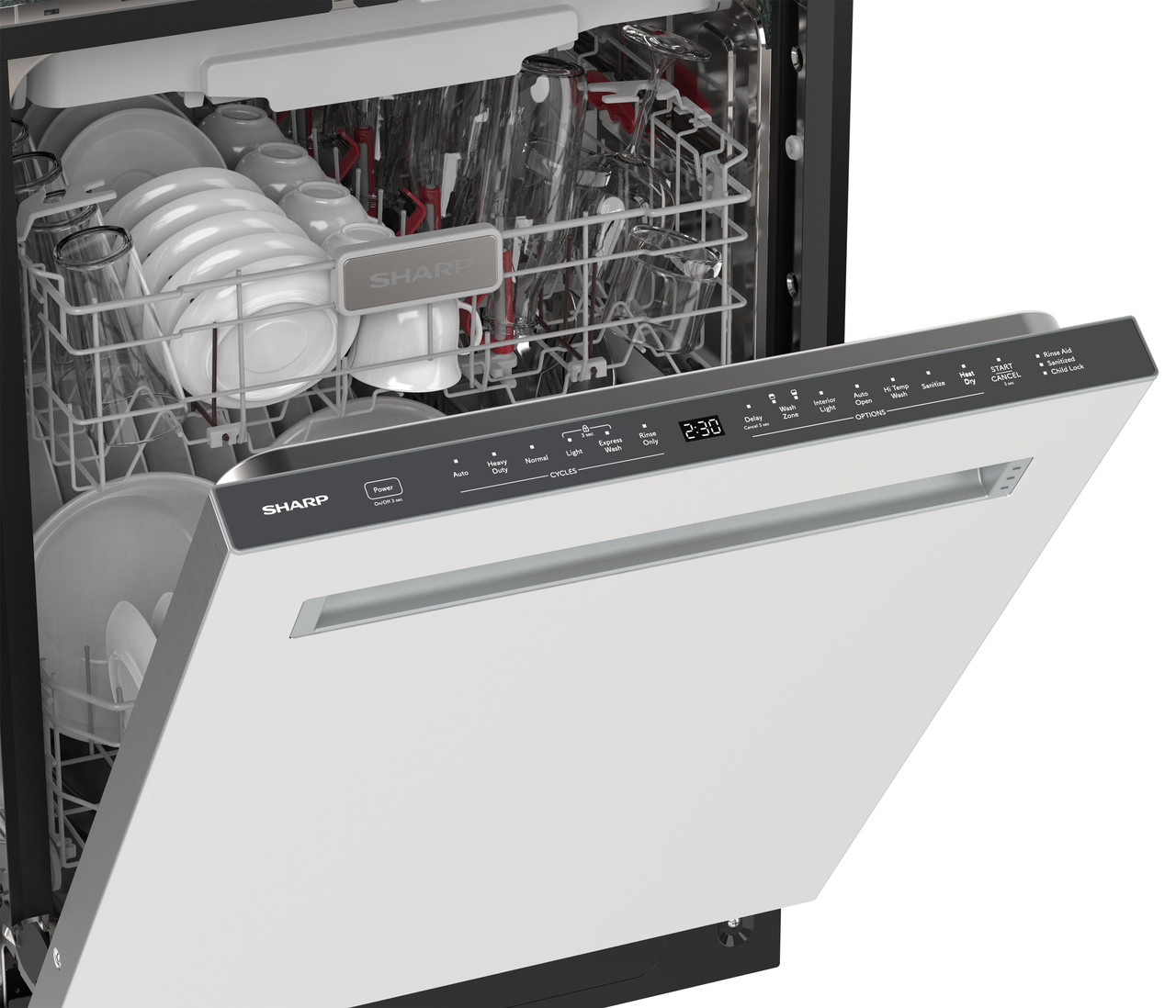 Sharp 24 in. Stainless Steel Dishwasher (SDW6768SMS) Control Panel