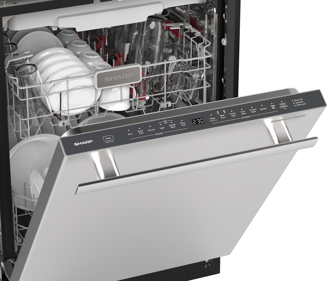 Sharp 24 in. Stainless Steel Dishwasher (SDY6768SMS) Control Panel