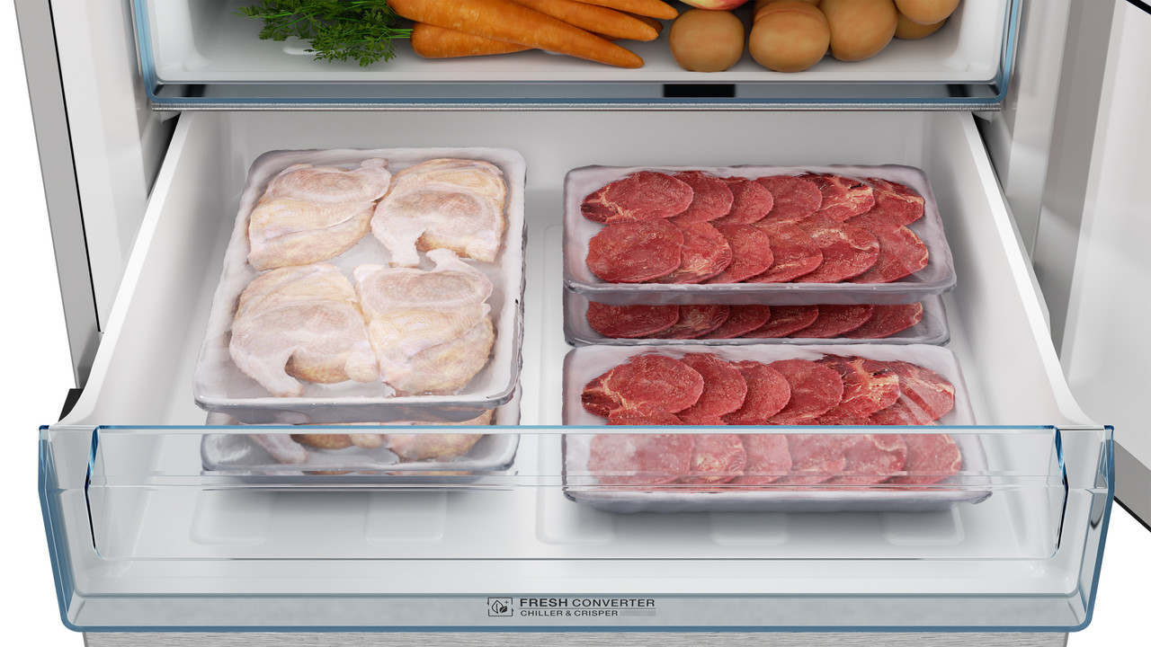 Bottom-Freezer Counter-Depth Refrigerator (SJB1255GS) Fresh Converter Opened-Filled