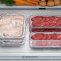 Sharp 24 in. Bottom-Freezer Counter-Depth Refrigerator (SJB1255GS) with food