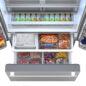 26.5 cu.ft. Counter Depth 36 in. French 3-Door Refrigerator with Internal Water Dispenser in Stainless Steel (SJF2752MS) Freezer Open with Food