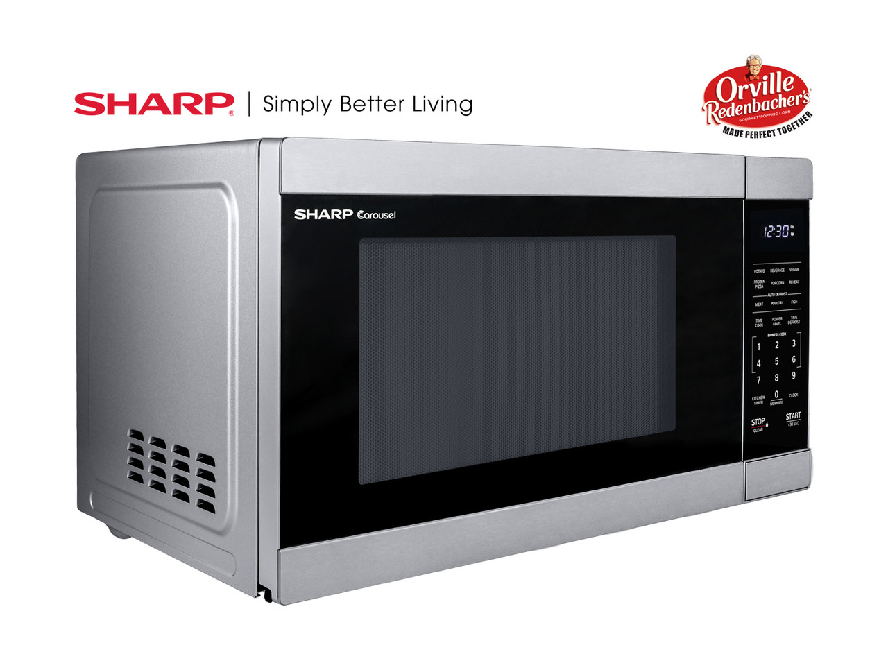 Sharp 1.1 cu. ft. Mid-Size Countertop Microwave Oven (SMC1162HS) right angle