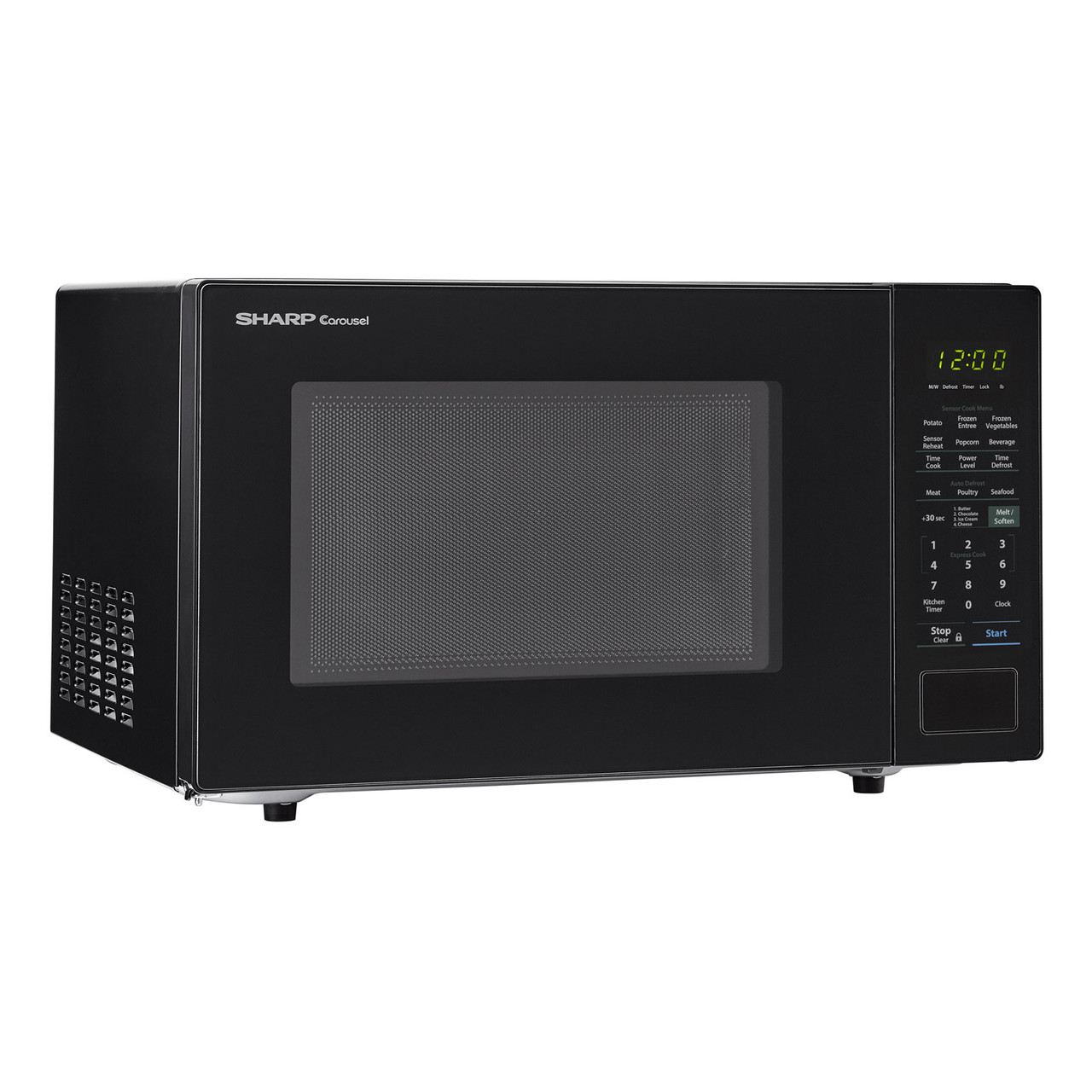 1.4 cu. ft. 1000W Sharp Black Countertop Microwave (SMC1441CB) – right angle view
