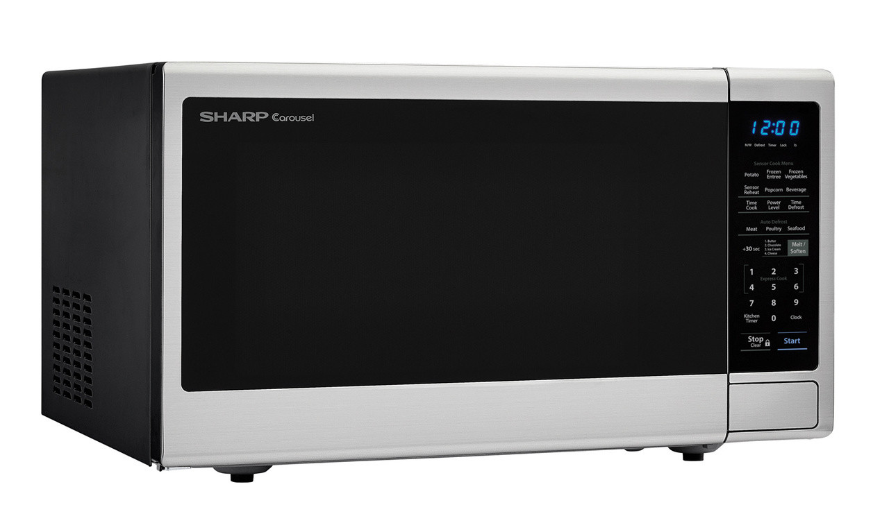 1.4 cu. ft. Sharp Black Carousel Countertop Microwave (SMC1443CM) – right angle view