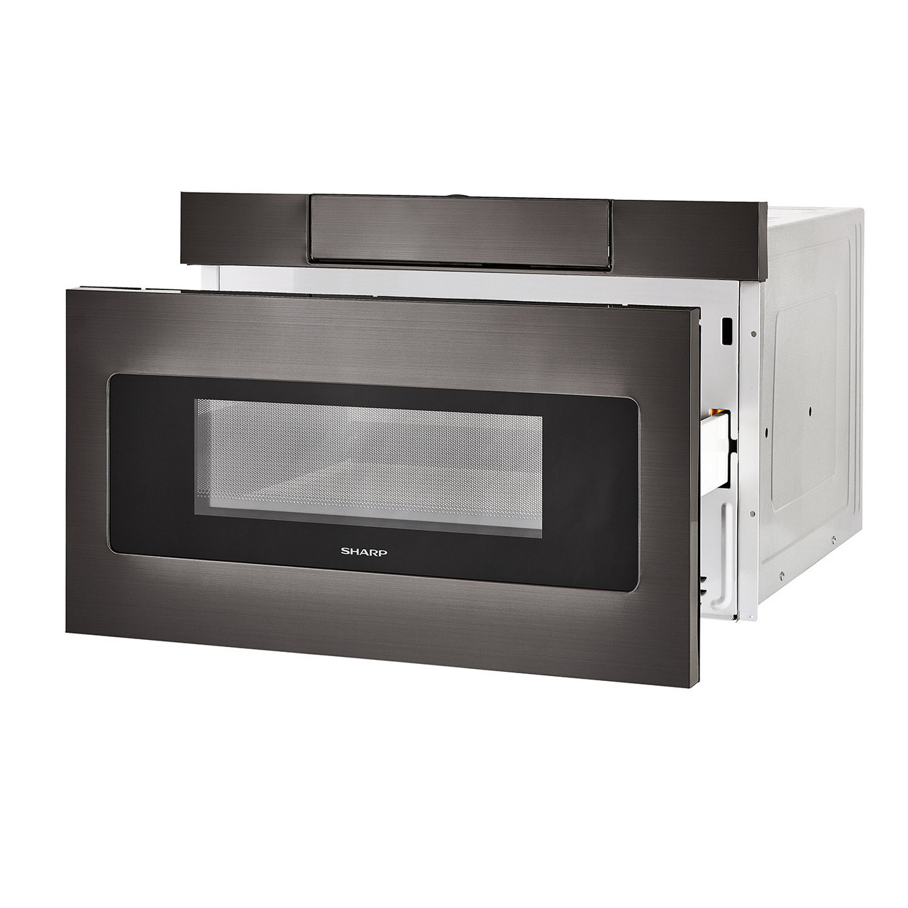24 in. Black Microwave Drawer (SMD2470AH) – angled left, open drawer
