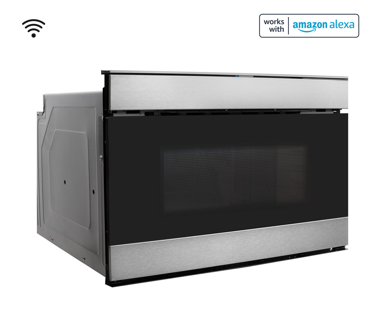 24 in. Sharp Stainless Steel Smart Microwave Drawer Oven (SMD2489ES) Works with Alexa, and the Sharp Kitchen App -  right angle view