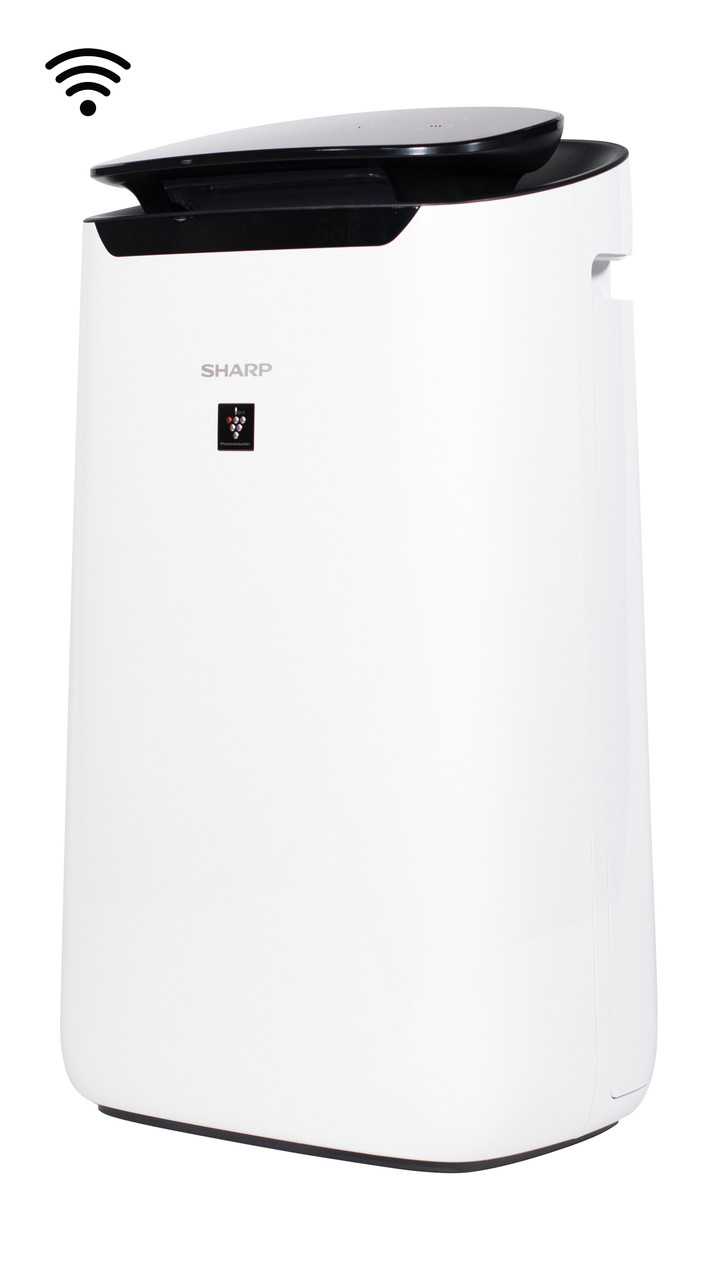 Sharp Smart True HEPA Large Room Air Purifier with Plasmacluster® Ion Technology (FXJ80UW) 3-quarter left