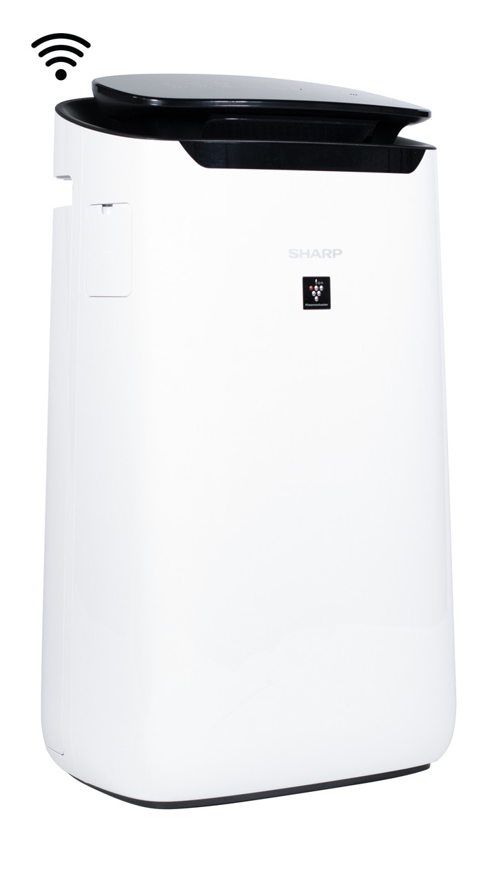 Sharp Smart True HEPA Large Room Air Purifier with Plasmacluster® Ion Technology (FXJ80UW) 3-quarter right