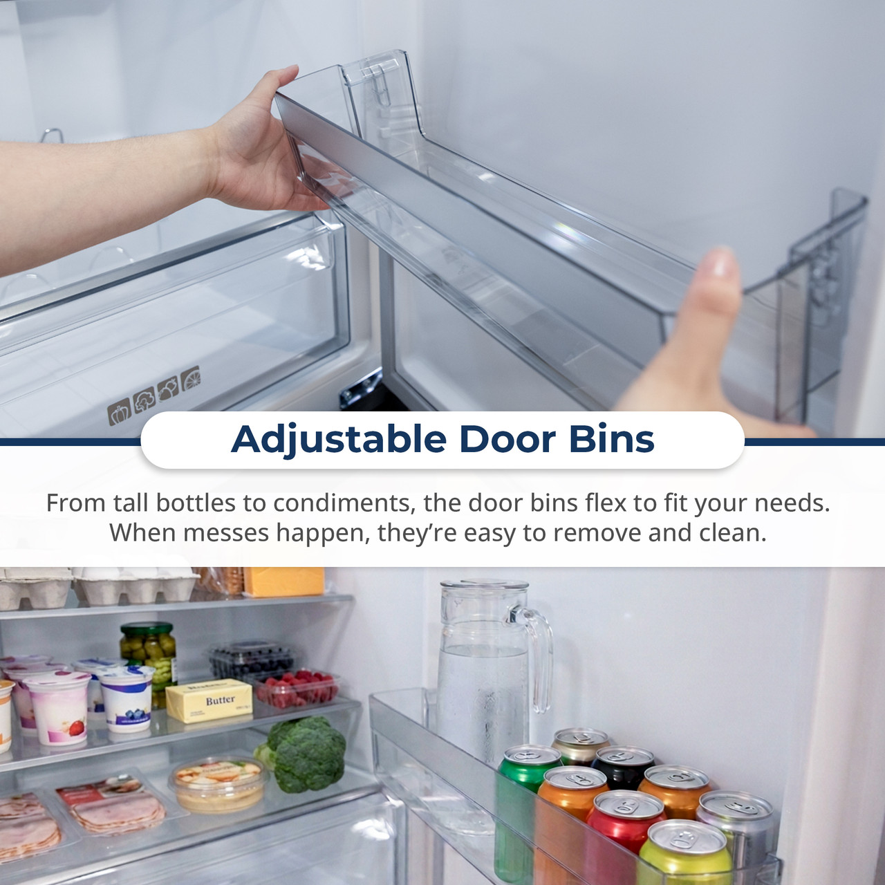 SJB1045SNS adjustable door bins infographic