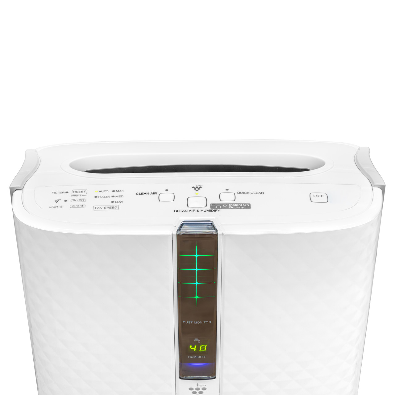 Sharp Plasmacluster® Air Purifier with Humidifying Function for Medium Rooms (KC850U) control panel