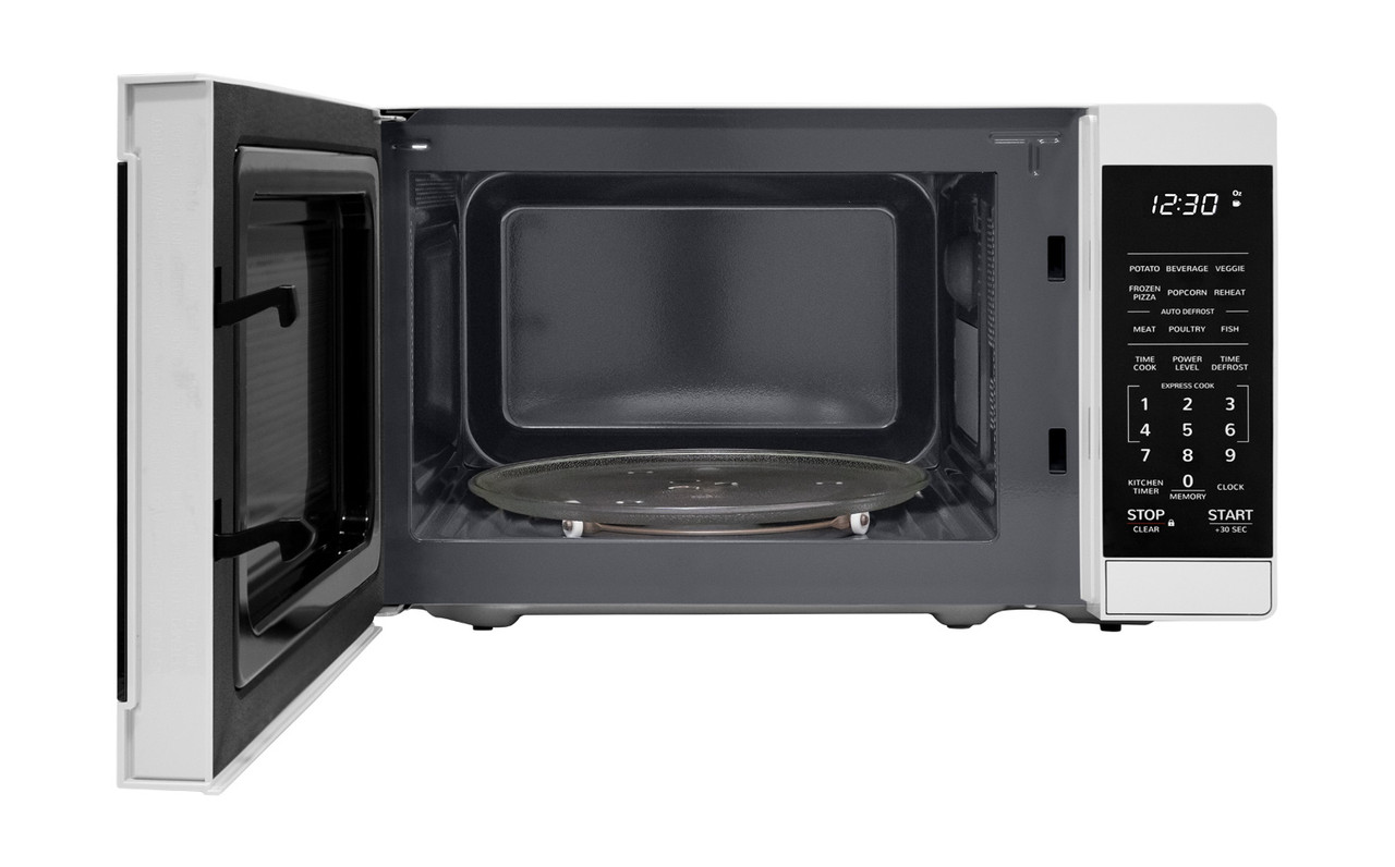 0.7 cu. ft. White Countertop Microwave Oven (SMC0760HW) door open