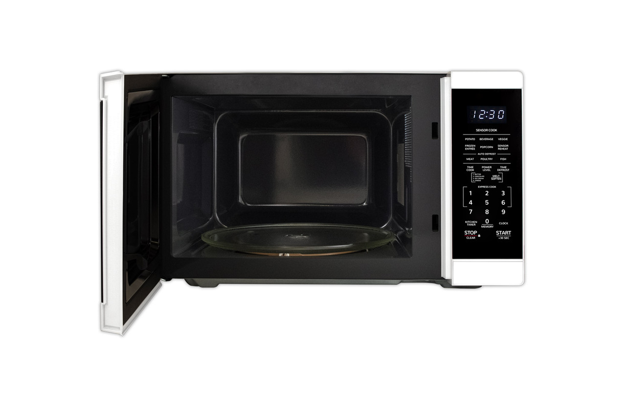 1.4 cu. ft. White Countertop Microwave Oven (SMC1461HW) door open