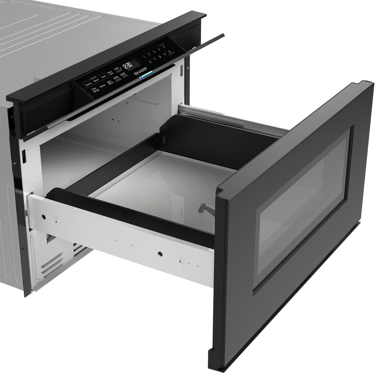 24 in. Smart Microwave Drawer Oven (SMD2479MB) 3 Quarter Left Opened Close Up